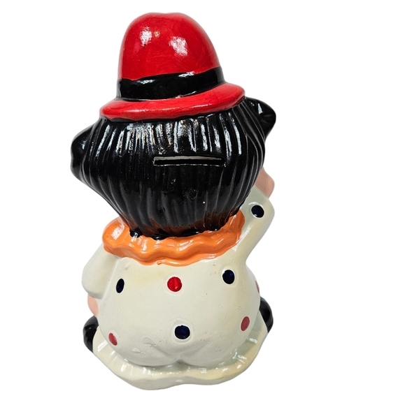 Vintage Clown Chalkware Plaster Piggy Bank Coin Bank Made in Taiwan - Picture 4 of 8